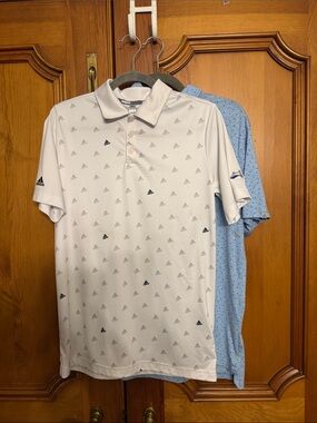 adidas White Men’s Polo with YXL-A-Small Triangle Logo Print